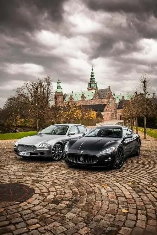 Cars on castle background
